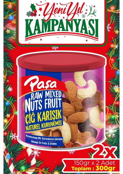 Çiğ Karışık Kuruyemiş Teneke Kutu 150 gr x 2 Adet