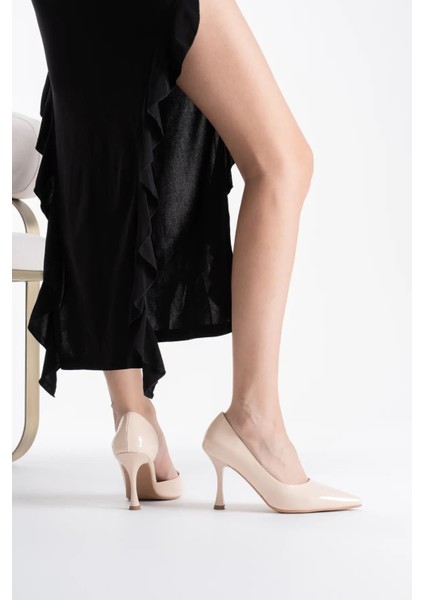 Angela Kadın Bej Rugan Topuklu Ayakkabı indirimleri