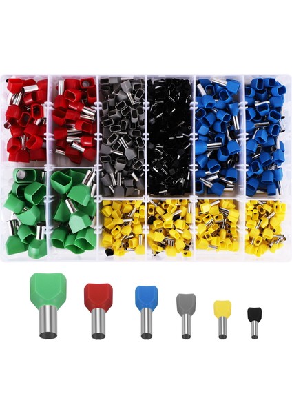 780 Adet Çift Bağcıklı Ferül Teminatör Kiti Elektriksel Sıkma Çift Girişli Kablo Ucu Tel Terminal Konnektörü (Yurt Dışından)