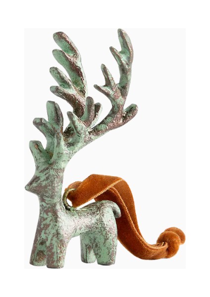 Verdigris Deer Christmas Tree Ornament Antik Görünümlü Geyik Süsü