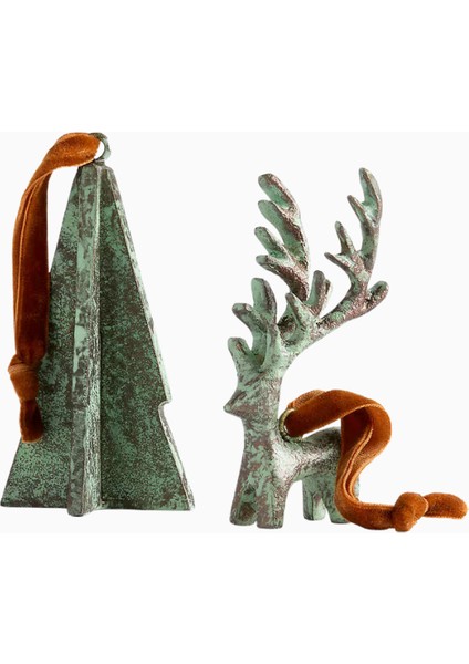 Verdigris Deer Christmas Tree Ornament Antik Görünümlü Geyik Süsü modelleri