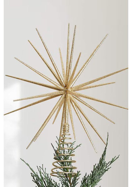 Glitter Gold 3D Star Tree Topper Altın Yılbaşı Ağaç Süsü