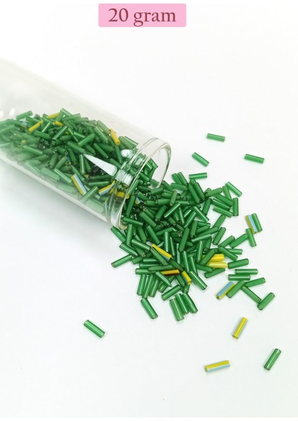 Uzun Boru Kesme Boncuk Çap 2mm Uzunluk 10 mm - 20 Gram - Yeşil - BNC256