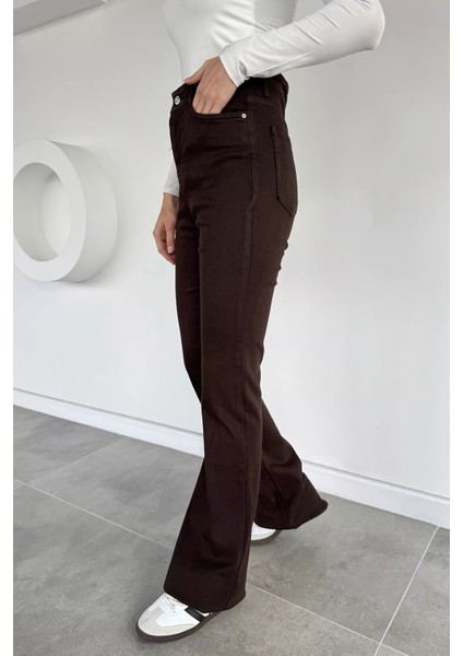 Kadın Likralı Yüksek Bel Ispanyol Paça Gabardin Pantolon P-00019574 fiyatları