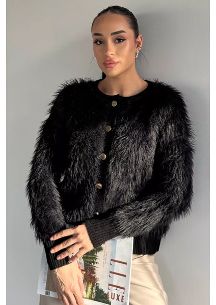 Kadın Ön Düğmeli Sakallı Triko Ceket P-00019478 fiyatları