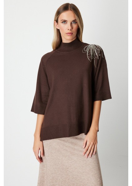 Oversize 3/4 Kol Minimalist Kadın Kazak - Günlük Şıklık