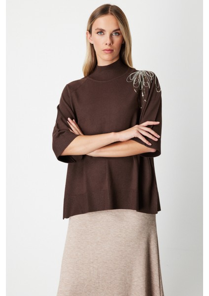 Oversize 3/4 Kol Minimalist Kadın Kazak - Günlük Şıklık fiyatları