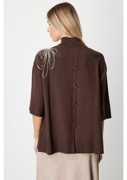 Oversize 3/4 Kol Minimalist Kadın Kazak - Günlük Şıklık indirimleri