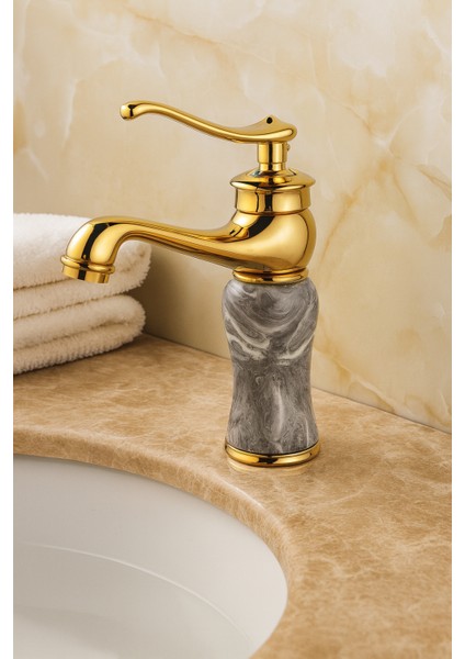Hisar Gold Gri Lavabo Bataryası