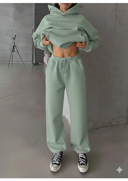 3 Iplik Şardonlu Lastik Paça Eşofman Mint P510439