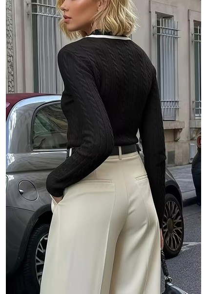 Polo Yaka Yarım Düğmeli Kadın Triko Kazak P-00018295 modelleri