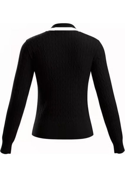 Polo Yaka Yarım Düğmeli Kadın Triko Kazak P-00018295 fırsatları