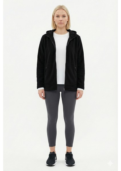 Kadın Marısol Normal Kesim Fermuarlı Kapüşonlu Polar Fleece Ceket