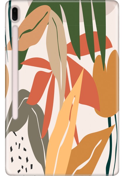 Samsung Galaxy Tab S7-Fe Lte SM-T737 Kılıf Tablet Için Desenli Silikon Kapak - Minimal Bitkiler