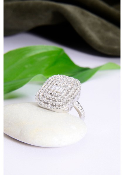 925 Ayar 3 Şerit Taşlı Baget Yüzük