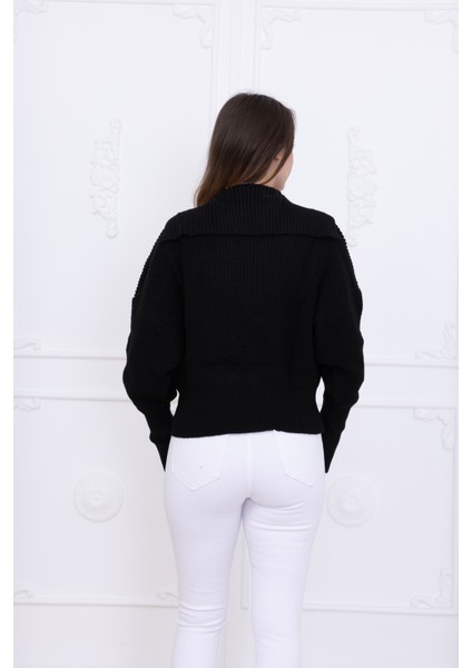 Kadın Balıkçı Yaka Fermuarlı Triko Hırka indirimleri