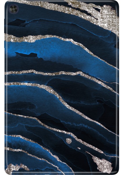 Huawei Matepad T10S-4 10.1" Kılıf Tablet Için Desenli Silikon Kapak - Yaldız Mermer