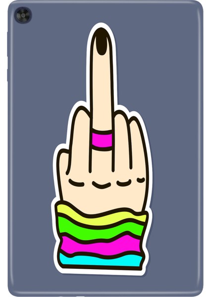 Huawei Matepad T10S-4 10.1" Kılıf Tablet Için Desenli Silikon Kapak - Orta Parmak