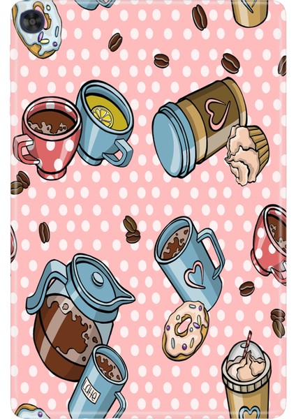 Huawei Matepad T10S-4 10.1" Kılıf Tablet Için Desenli Silikon Kapak - Kahve Molası