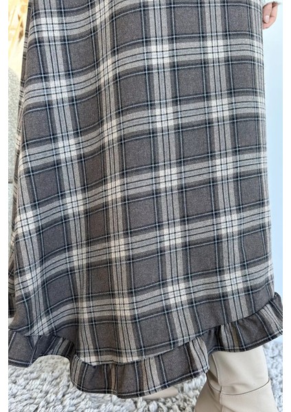 Bel Lastikli Ekose Desenli Tesettür Etek P-00019576 fırsatları