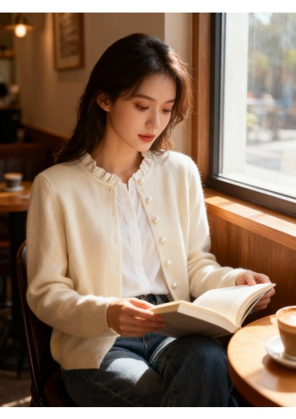 Kadın Incili Yumuşak Dokulu Triko Hırka