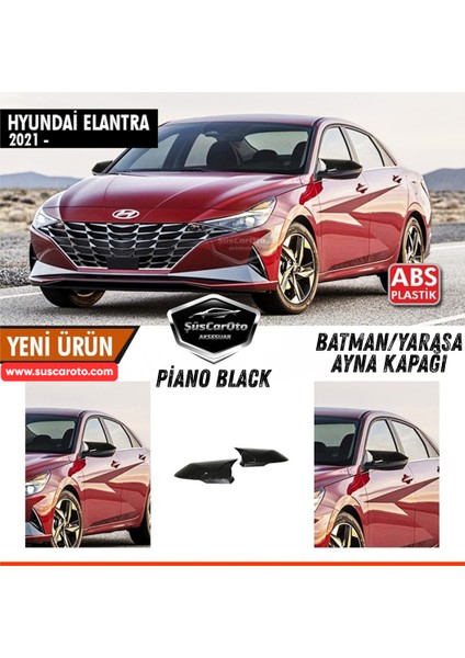 Hyundai Elantra Sinyalli 2021 Sonrası Uyumlu Batman Yarasa Ayna Kapağı Piano Black Abs Plastik Sağ Sol Takım
