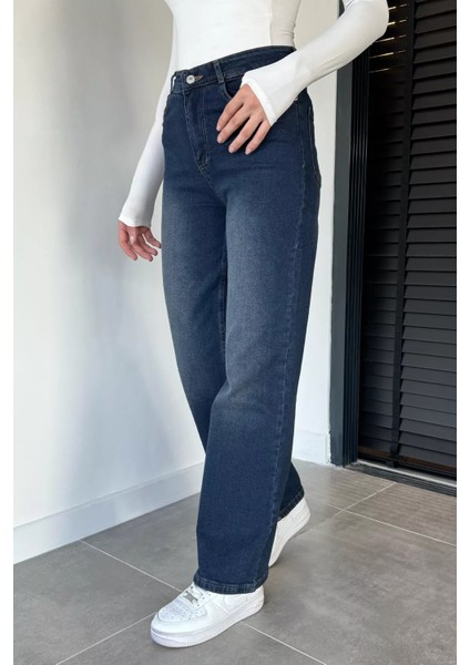 Kadın Yüksek Bel Palazzo Jean Kot Pantolon P-00019045