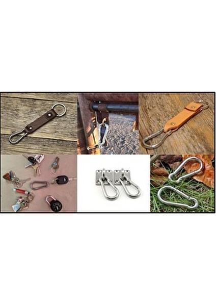 Karabina Yaylı 6 mm Paslanmaz Çelik 5 Adet Tırmanış İçin Dayanıklı Kullanım