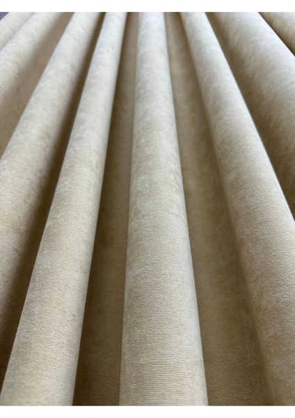 Açık Bej Ada Fonluk Ekstraforlu Düz Dikim Fon Perde