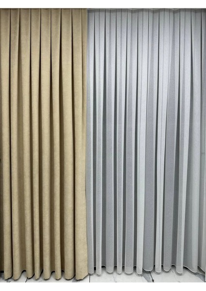 Açık Bej Ada Fonluk Ekstraforlu Düz Dikim Fon Perde fiyatları