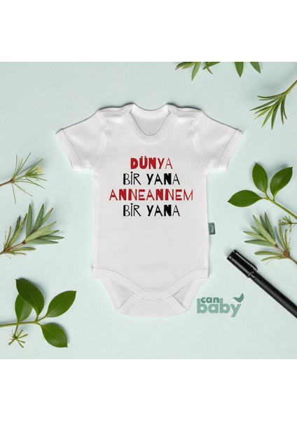 Anneanneye Özel Bebek Body & Zıbın Dünya Bir Yana Anneannem Bir Yana