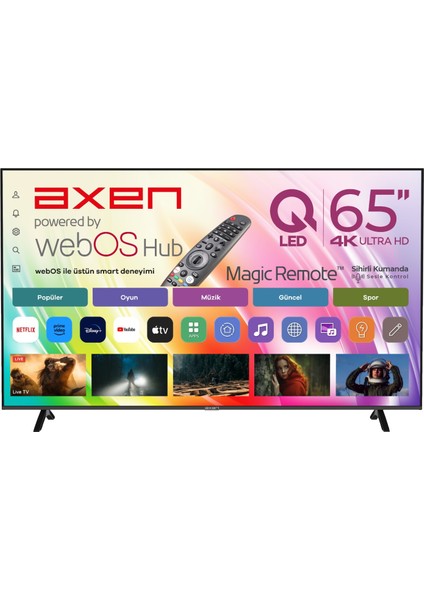 AX65QMN252 65" 165 Ekran Uydu Alıcılı 4K Ultra HD webOS QLED TV