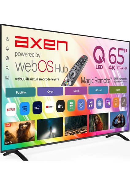 AX65QMN252 65" 165 Ekran Uydu Alıcılı 4K Ultra HD webOS QLED TV fiyatları