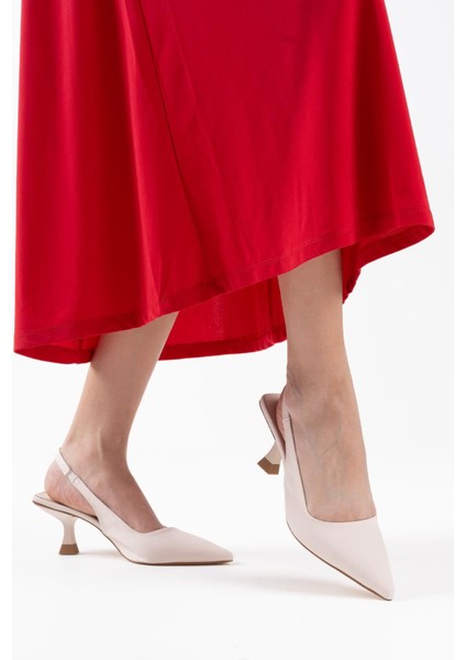 Angelica Kadın Bej Saten Topuklu Ayakkabı modelleri