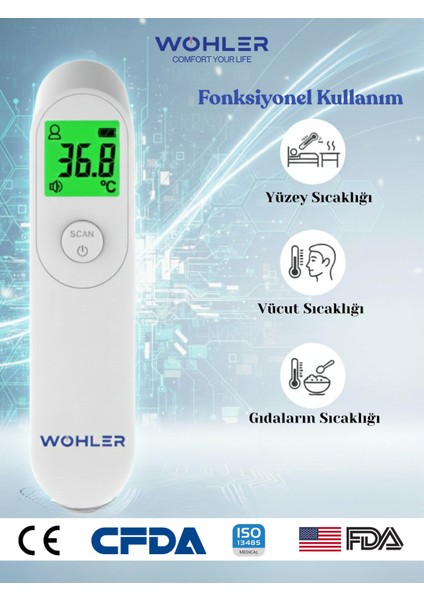Temassız Dijital Ateş Ölçer Alından Vücut ve Nesne , FDA ONAYLI fırsatları