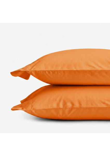%100 Pamuk Yastık Kılıfı 2 Adet - Turuncu - 50X70CM