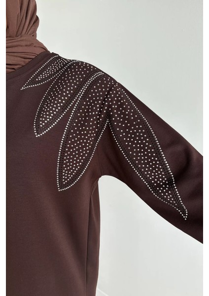 Bisiklet Yaka Taş Işlemeli Tunik Bel Lastikli Pantolon Tesettür Ikili Takım P-00019653 fırsatları