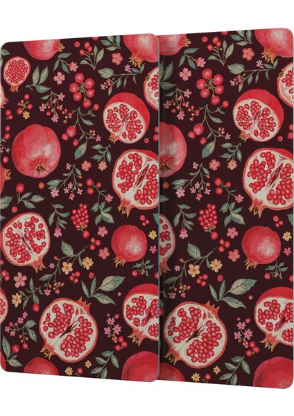 Cam Sunum Servis Tabağı 3'lü Yuvarlak Set Nar Desenli indirimleri