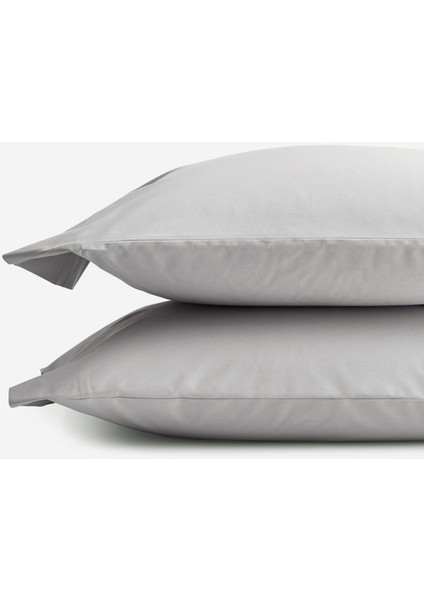 %100 Pamuk Yastık Kılıfı 2 Adet - Gri - 50X70CM