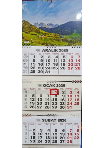 2026 Gemici Takvimi - Denizci Takvimi -Üç Ayı Gösteren Takvim