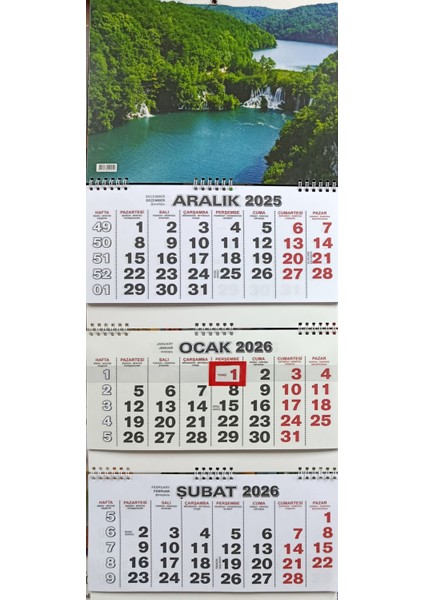 2026 Gemici Takvimi - Denizci Takvimi -Üç Ayı Gösteren Takvim modelleri