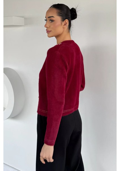 Kadın Ön Bağlamalı Inci Detaylı Yumoş Triko Ceket (S-M-L Uyumludur) P-00018059 fırsatları