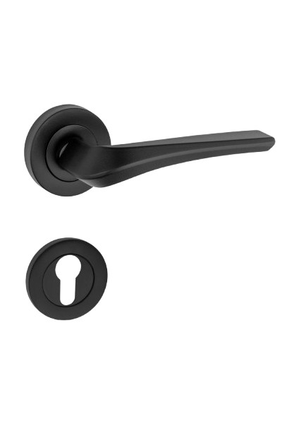 Venüs Kol Yuvarlak Rozetli Siyah Yale Kapı Kolu