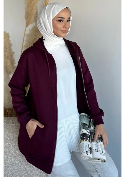 Kapüşonlu Şardonlu Tesettür Sweatshirt P-00019654 fiyatları