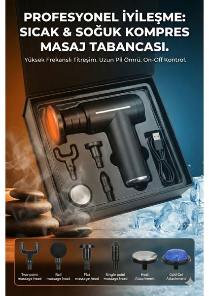 Şarjlı Masaj Tabancası - Boyun Sırt ve Kas Ağrıları Için Sıcak Soğuk Başlıklı Masaj Aleti - Sporcu Masaj Gun fiyatları