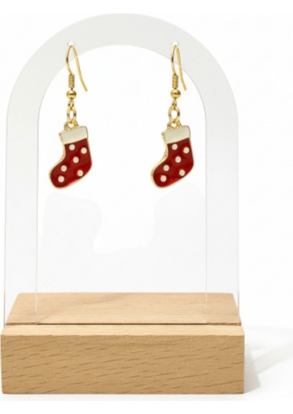 Yeni Yıl Temalı Altın Rengi Mineli Küpe fiyatları