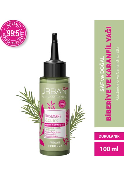 Rosemary & Clove Biberiye ve Karanfil Saç Bakım Yağı % 99.5 Doğal ve Saf 100 ml