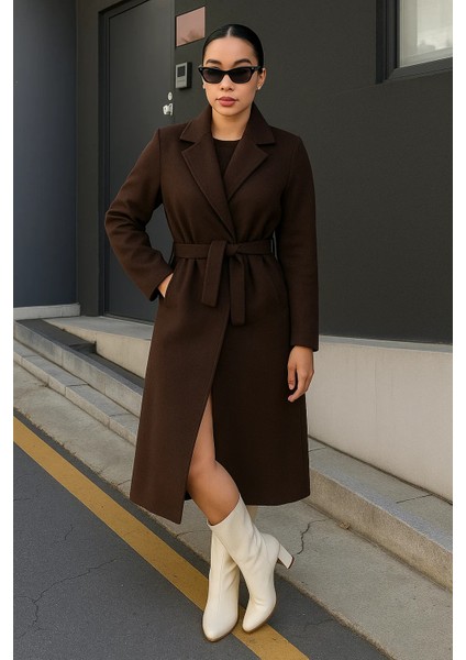 Kadın Trend Basic Uzun Kruvaze Kahve Kaşe Kaban fırsatları