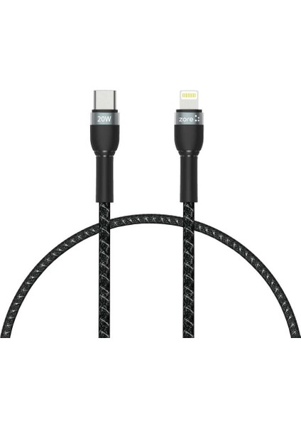 Siyah Shira Serisi Type-C To Lightning Pd Kablo 30 cm