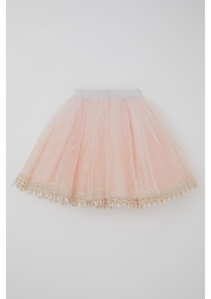 Kız Çocuk Tütü Etek Narin Tomurcuk Nakışlı Simli 1.5-9 Yaş, Somon fiyatları